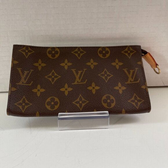 Louis Vuitton Monogram Pouch Leather Brown Zip Logo Used (116075) - Picture 2 of 9